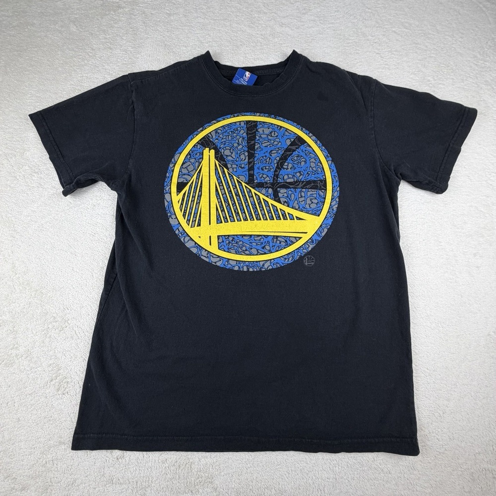 Golden State Warriors UNK NBA Blue Label T-shirt Men's L Black‎ Distressed Logo